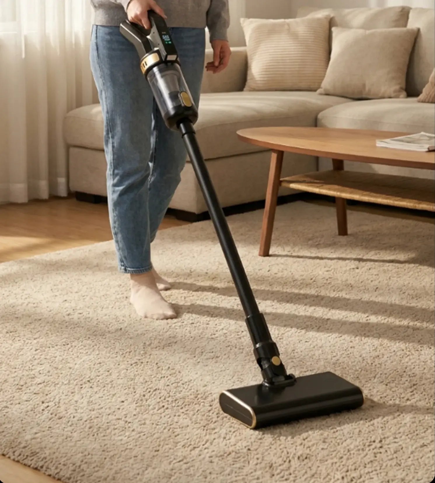 SAMATIFY CY-301 cordless handheld vacuum review cleaning living room carpet floor