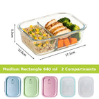 Long two compartments 640ml / Transparent blue