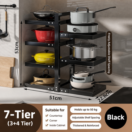 Adjustable Multi-Layer Pot Rack Organizer