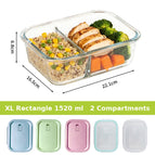 Long two compartments 1520ml / Transparent blue