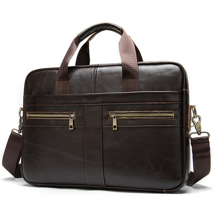 Genuine Leather 14-Inch Business Briefcase