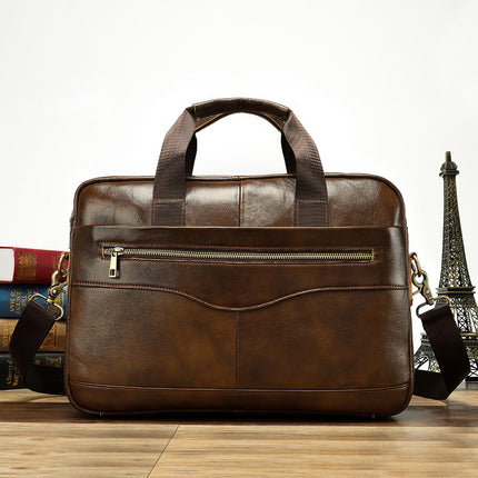 Genuine Leather 14-Inch Business Briefcase
