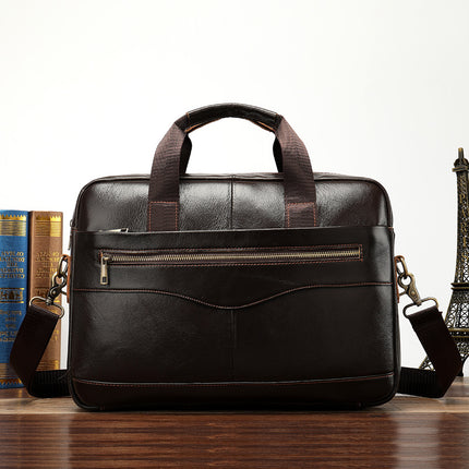 Genuine Leather 14-Inch Business Briefcase