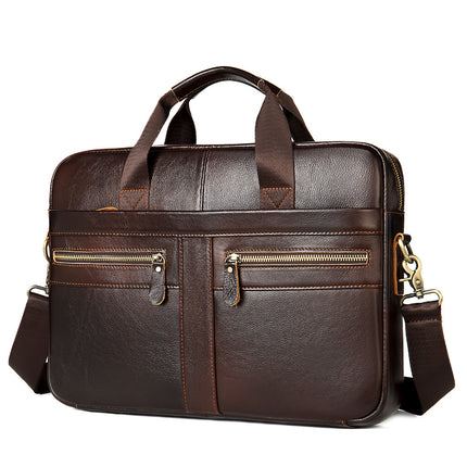 Genuine Leather 14-Inch Business Briefcase