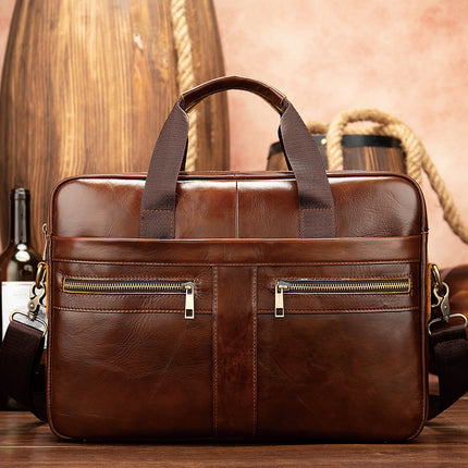 Genuine Leather 14-Inch Business Briefcase