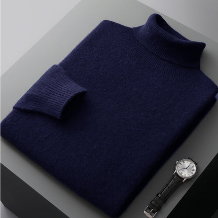 SAMATIFY Men’s High Collar Knit Sweater – Autumn Winter Pullover