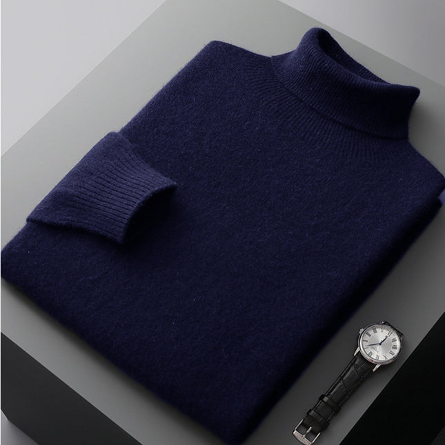 SAMATIFY Men’s High Collar Knit Sweater – Autumn Winter Pullover