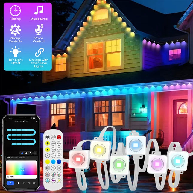 SAMA - 100FT RGB Outdoor Eaves LED Lights IP67 APP Control Christmas Decor