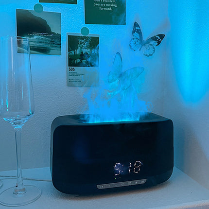 SAMATIFY - Flame Light Humidifier with Bluetooth Speaker & Clock – 400ml