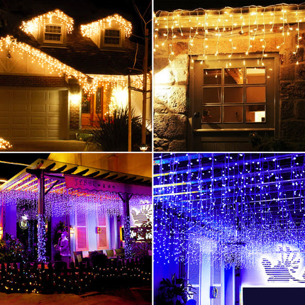 SAMA - LED Icicle Christmas Curtain Lights 8-Mode Waterproof 5M