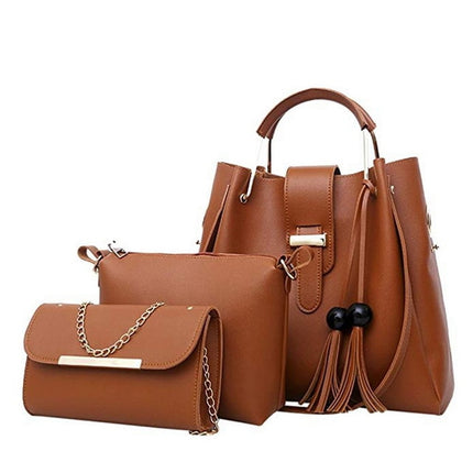 SAMA Laamei 3-Piece Women’s PU Leather Handbag Set – Tassel Tote