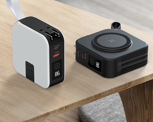 SAMA 5-in-1 magnetic wireless power bank 10,000mAh with USB, fast-charge, Black/White