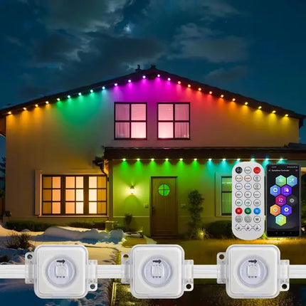 SAMA - 100FT RGB Outdoor Eaves LED Lights IP67 APP Control Christmas Decor