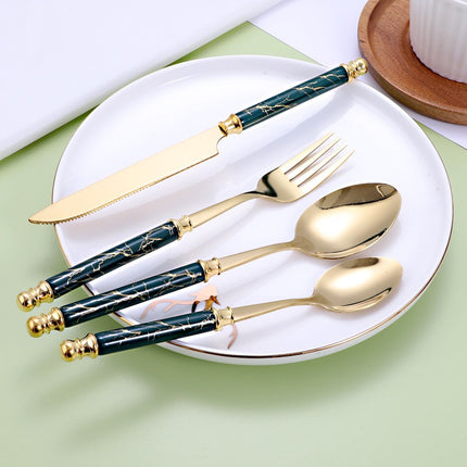 24-Piece 410 Stainless Steel Cutlery Set – Gold & Black