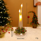 Round Bottom Three-Piece - Silver / LED Candle