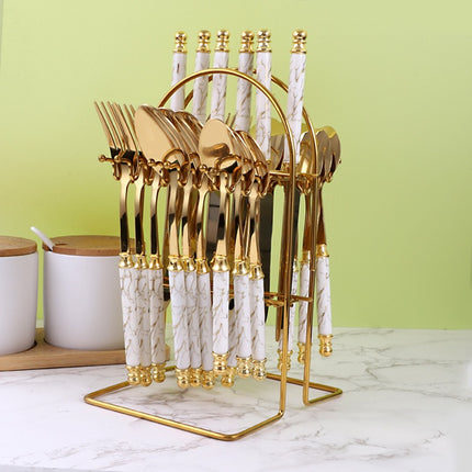 24-Piece 410 Stainless Steel Cutlery Set – Gold & Black