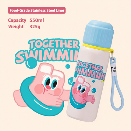 316 Stainless Steel Kids Thermos Cup with Strap - 550 mL