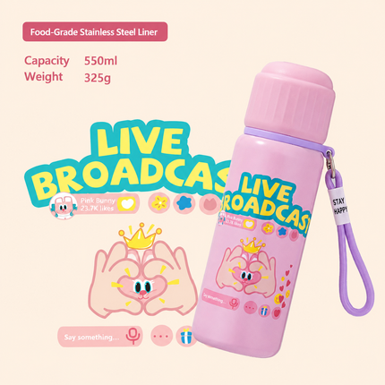 316 Stainless Steel Kids Thermos Cup with Strap - 550 mL