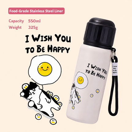 316 Stainless Steel Kids Thermos Cup with Strap - 550 mL