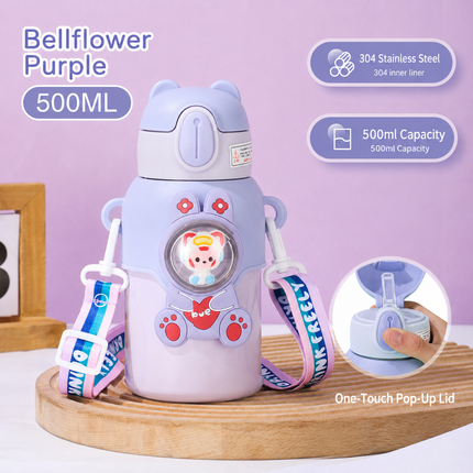 Kids Stainless Steel Straw Thermos Cup - 450–480 mL