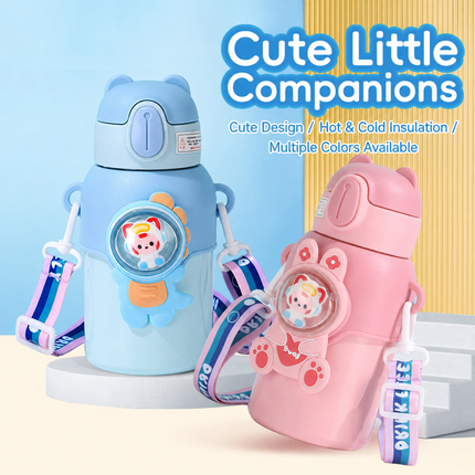 Kids Stainless Steel Straw Thermos Cup - 450–480 mL