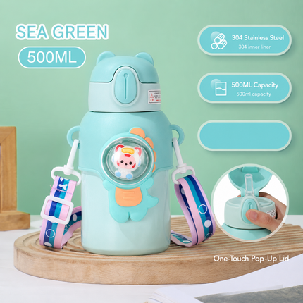 Kids Stainless Steel Straw Thermos Cup - 450–480 mL