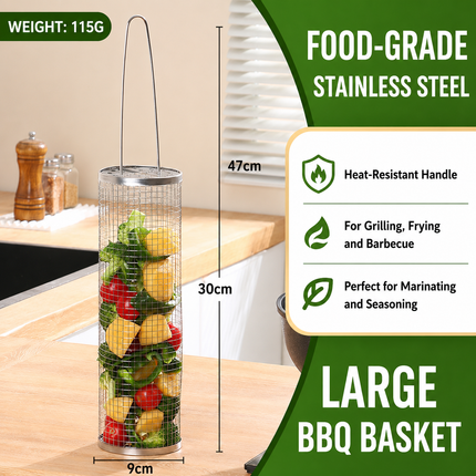 Portable Stainless Steel BBQ Grill Basket