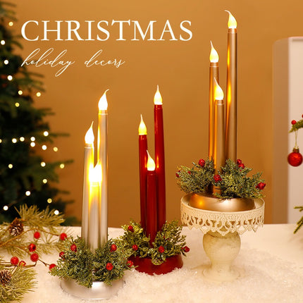 SAMA LED Electronic Christmas Candle – Realistic Flame, Smooth Pillar