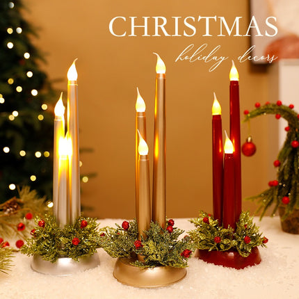 SAMA LED electronic Christmas candle, smooth pillar with realistic flame in gold/silver/red