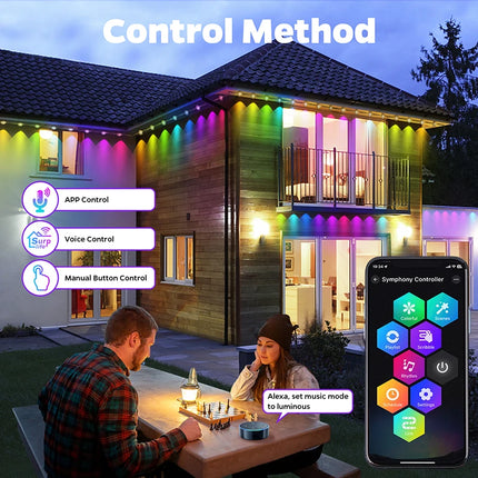 SAMA - 100FT RGB Outdoor Eaves LED Lights IP67 APP Control Christmas Decor