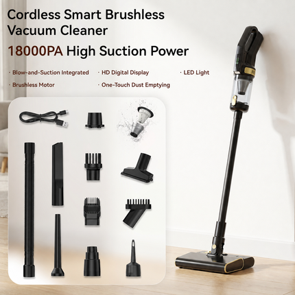 18,000Pa 10-in-1 Cordless Brushless Handheld Vacuum with Digital Display
