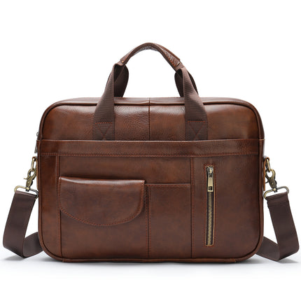 Genuine Leather 14-Inch Business Briefcase