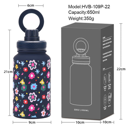 650 mL Stainless Steel Thermos Bottle with Magnetic Phone Holder