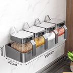 [4 gun gray spice jars + punch-free storage rack] gun gray five-piece set