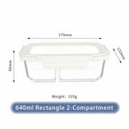 Rectangular 640ml two-compartment
