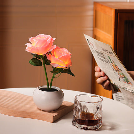 Ceramic Rose Night Light with Ambient Lighting