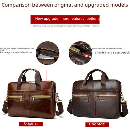 Genuine Leather 14-Inch Business Briefcase