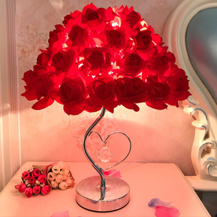 European Feather Table Lamp with Rose Heart Options