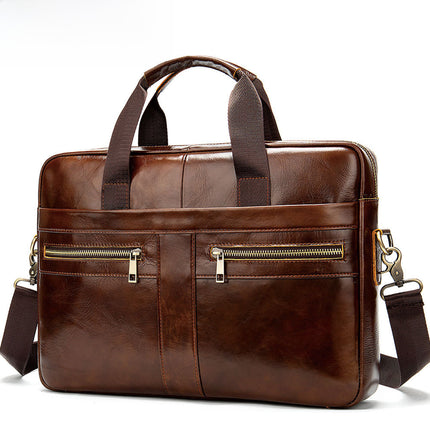 Genuine Leather 14-Inch Business Briefcase