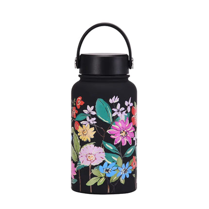 Black and White Stainless Steel Thermos Cup with Straw - 350–1000 mL