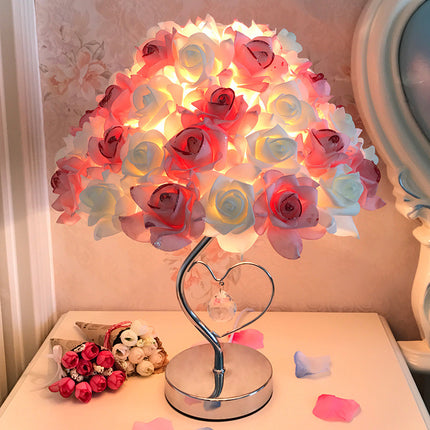 European Feather Table Lamp with Rose Heart Options