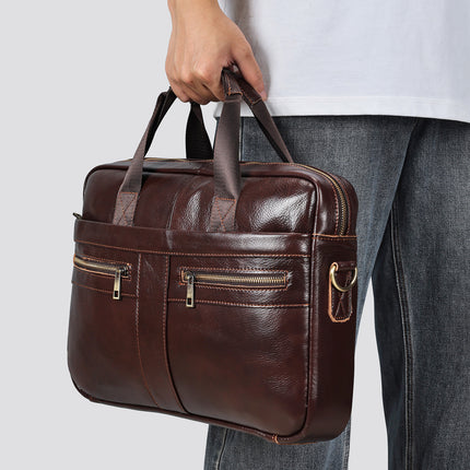 Genuine Leather 14-Inch Business Briefcase
