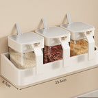 [3 elegant white seasoning jars + punch-free storage rack] elegant white four-piece set