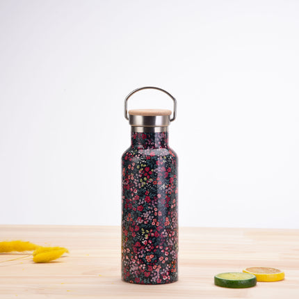 500 mL Printed Stainless Steel Thermos Bottle with Bamboo Lid
