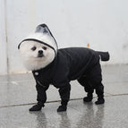 conjoined foot-covered raincoat black / S (back length 27cm recommended 1.50 kg-2.50 kg pets)