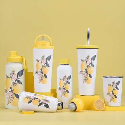 Multi-Size Wide-Mouth Thermos Cup with Straw - 350–1000 mL