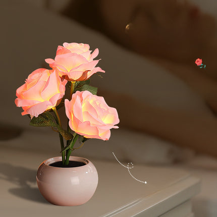 Ceramic Rose Night Light with Ambient Lighting