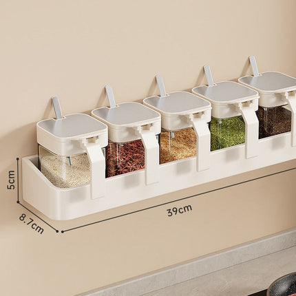 No-Drill Kitchen Spice Rack with Seasoning Jars