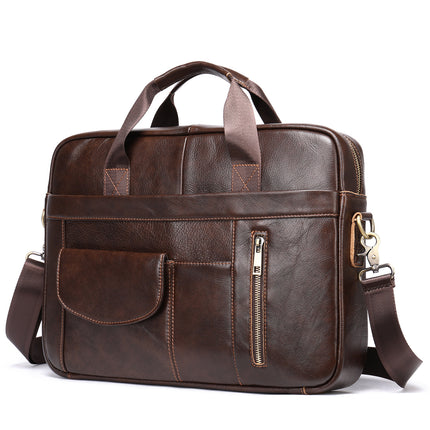 Genuine Leather 14-Inch Business Briefcase