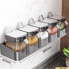 [5 gun gray spice jars + punch-free storage rack] gun gray six-piece set